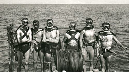Jacques-Yves Cousteau, Frédéric Dumas y Philippe Tailliez. Eran otros tiempos...